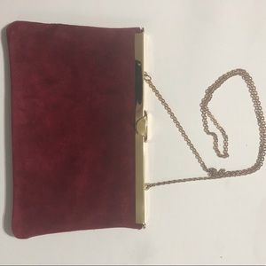 Vintage BLOCK suade burgundy clutch bag